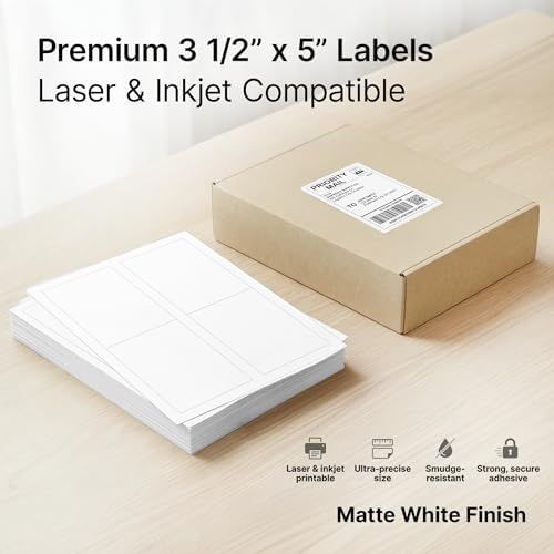 3.5" X 5" Matte White Printable Shipping Labels (30 Sheets, 120 Stickers) - Image 3