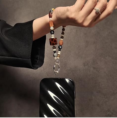 Leopard Print Phone Charm Amber Phone Wrist Strap for Women - Image 5