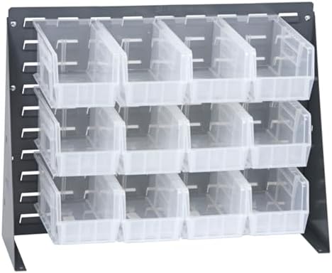 Quantum Storage Systems QBR-2721-230-12CL Ultra Bin Complete Bench Rack Package with 12 Ultra Bins, 27" x 8" x 21" , Clear by QuantumStorageSystems