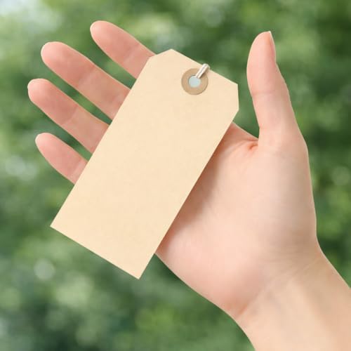 Premium Manila Shipping Tags with String Attached – #5 Size (4.75" x 2.375"), 200 Pack – Heavy Duty 13pt Cardstock with Reinforced Fiber Eyelet – Multi-Purpose Blank Tags - Image 6