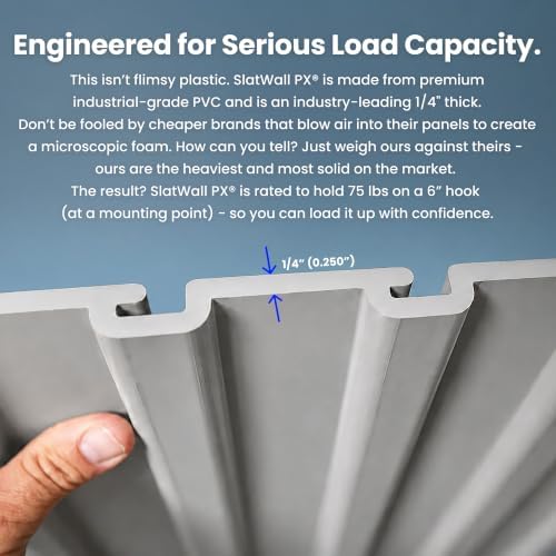 Heavy Duty 3'H X 4'W PVC Garage SlatWall Storage System (with Endcaps & Screws) - Modular Slat Wall Paneling for Garage Wall Organizer - Interlocking SlatWall Panels for Home & Commercial Use (Grey) - Image 5