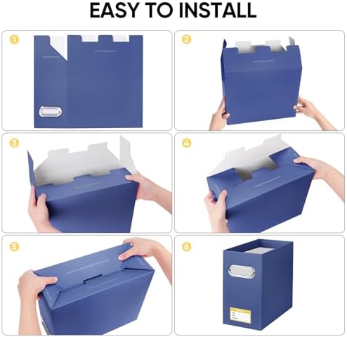 BALEINE 8PK File Organizer Box, Cardboard File Folder Organizer with Handle - Image 6