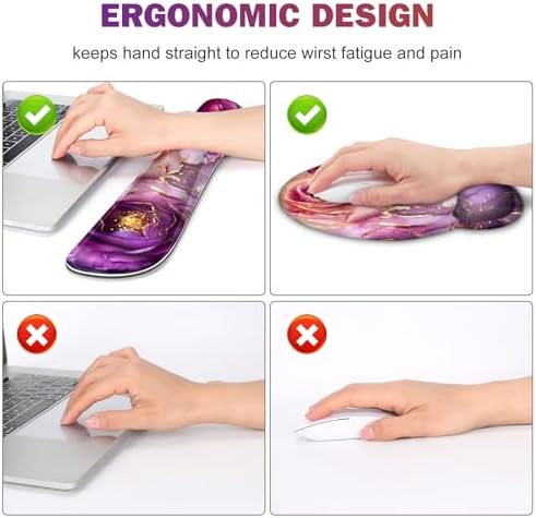 Gaming Mouse Pad Large Desk Mat, Cute Purple Marble Rose Desk Pad Protector - Image 3