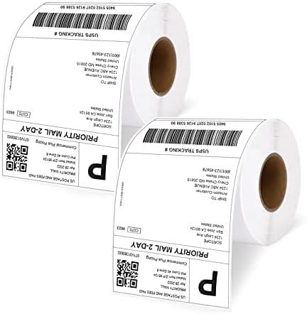 4"x6" Direct Thermal Shipping Labels, 500 Labels/Roll - Compatible with Rollo, MUNBYN Label Printer (2 Rolls) by Razuvo