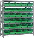 Quantum Storage Systems 1239-102GN Steel Shelving Unit with 4" Shelf Bins, 12" D x 36" W x 39" H, Green by QuantumStorageSystems