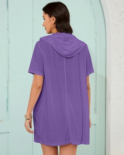 Bsubseach Terry Cloth Swim Cover Up Women Zipper Swimsuit Beach Robes - Image 5