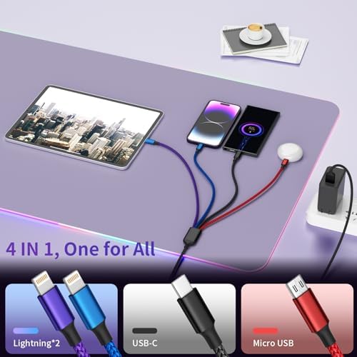 Dual IP 4 in 1 Multi Charging Cable, 1 Pack 5FT USB Charging Cord - Image 4