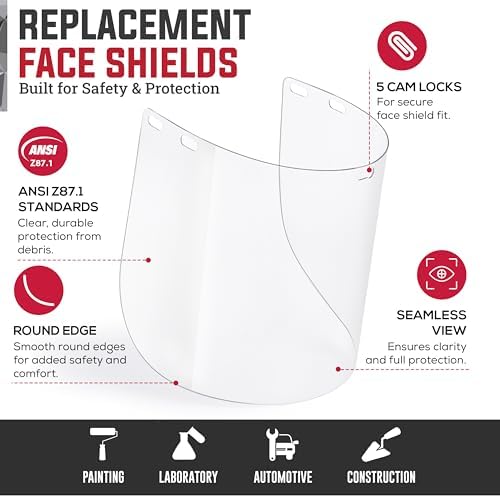 SAFE HANDLER Replacement Face Shields – Clear Polycarbonate Visor, 5 Pack - Image 2