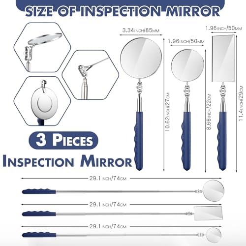 Copkim Telescoping Inspection Mirror Tool,50/85/50 Mm,Square,Round,Round - Image 2