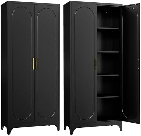 Steeloong 75"Metal Pantry Storage Cabinet with Doors & 4 Adjustable Shelves by Steeloong