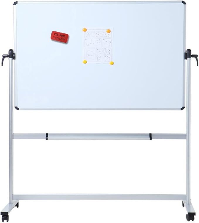 VIZ-PRO Double-Sided Magnetic Mobile Whiteboard, 48 x 36 Inches, Aluminium - Image 4