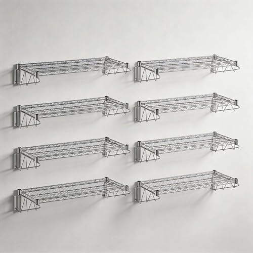 8 Pack 14" x 48" Chrome Wire Wall Mounted Shelf, Commercial NSF Heavy Duty Storage Rack, Metal Shelving, 360 lb Capacity by Zedfire