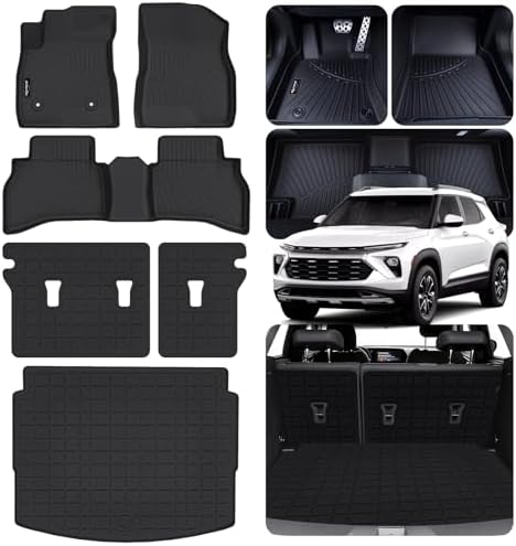 Floor Mats for 2021-2026 Chevrolet Trailblazer AWD, TPE All Weather Floor Liners & Backrest Mats & Rear Trunk Mat for Trailblazer Accessories (Cargo in Lower Deck Position) by AltraVosAllWeatherCarMats