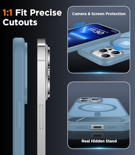 Temdan Magnetic Compatible with iPhone 13 Pro Max Case, [Built-in Invisible Kickstand][Compatible with MagSafe][Military Grade Shockproof] Slim Translucent Matte Phone Case for iPhone 13 Pro Max 6.7" - Image 6
