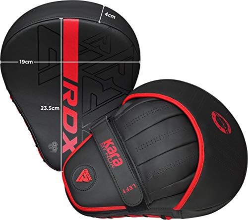 RDX Boxing Pads Curved Focus Mitts, Maya Hide Leather Kara Hook and jab Training Pads, Adjustable Strap Ventilated, MMA Muay Thai Kickboxing Coaching Martial Arts Punching Hand Target Strike Shield - Image 3