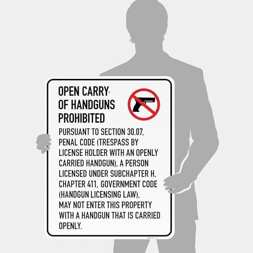 No Open Carry of Handgun Prohibited Texas §3007 Sign, - Image 4
