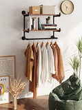 30in Industrial Pipe Clothing Rack,2-Tier Wall Mounted Clothes Rack, Pipe Clothing Rack with Shelf, Wall Hangers for Clothes, for Bedroom, Laundry, Living Room, Retail Store by INDUSTRIALSHELVESDESIGN