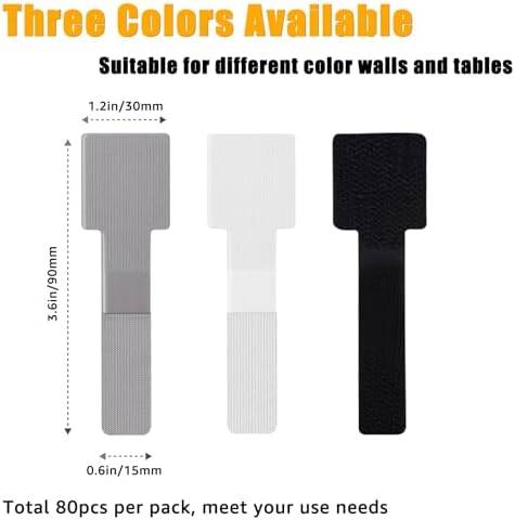 80PCS Hook and Loop Cable Straps, Cable Management Under Desk, Adhesive Cable Ties, Reusable Wire Organizers for Cords, Cords Management, Computer Accessories for Desk, Home Office Essentials, Black - Image 5