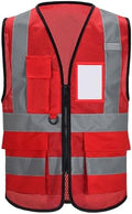 High Vis Safety Vest Reflective Strips, Multi-Pocket Design, Available in Yellow,Orange,black,Pink,blue,Red,purple by Unknown