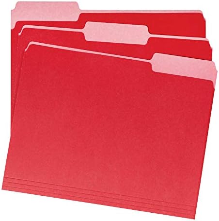 Amazon Basics File Folders for Organization, Letter Size, 1/3 Cut Tab, Red, 36-Pack - Image 2