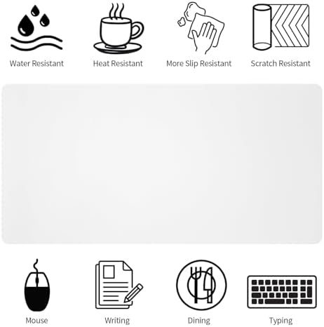 Bloss White Desk Mat, Mouse Pad, Waterproof Leather Desk Pad, Desk Matt for Desktop, Non-Slip Ccomputer Desk Protecor Mat for Office/Home/Decor(27.6 x 13.8 Inches) - Image 5