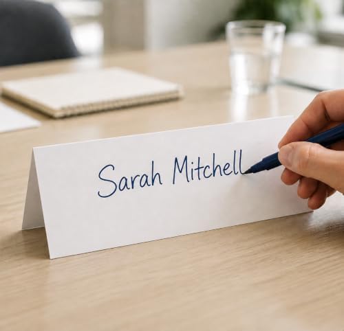 3.5" x 10" Folded Blank White Tent Cards (25 Pack) – Printable Heavy Cardstock Place Cards for Weddings, Table Signs, Food Labels, Parties & Events - Image 5