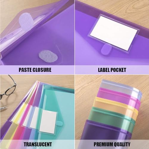 Sooez 36 Pack File Folders, Clear Poly Envelopes Plastic Folders A4 Pouch - Image 3