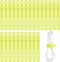 Oligei 25 Pcs Silicone Cable Ties, Cable Ties Reusable, High Elasticity Cord Wraps for Electrical Cords, Cord Organizer for Earphone, Phone Charger(Yellow) by Oligei