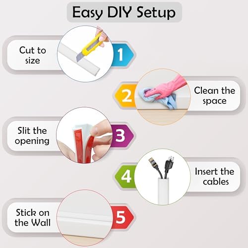TV Cord Hider – Flexible Wall Cord Cover Slim Design Silicone Cable Raceway - Self Adhesive, Cut to Size Design for Hiding Wires on Wall - Clean Home Setup Cable Concealment (Off-White 3 Feet) - Image 7