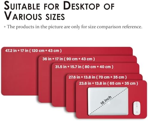 Leather Desk Mat - Small Non-Slip PU Desk Pad for Office and Home - Desk Organization and Accessories - Ideal for Large Mouse Pad and Small Desk Mats on Top of Desks (Rose Red,23.6"x 13.8") - Image 5