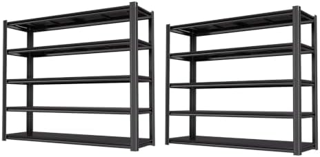 5-Tier Heavy Duty Garage Shelving, 5,000 lbs Capacity Adjustable Metal Storage Shelving Unit for Garage, Basement, Warehouse & Workshop, 62" W x 24" D x 72" H by LIJIUHOME