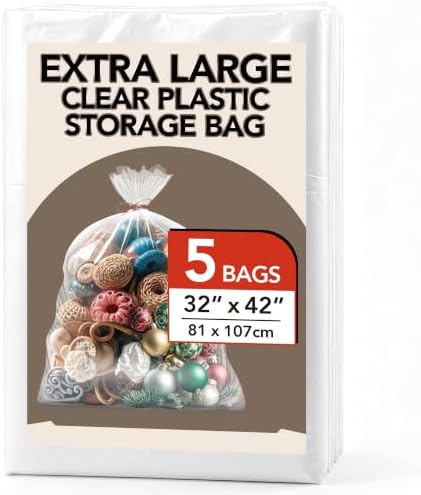 32 x 42 Inches 2 Mil Clear Plastic Storage Bags (5 packs） by Unknown