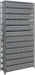 QUANTUM STORAGE SYSTEMS 1875-624GY Solid Heavy Duty 13 Shelves 75" H x 36" W x 18" D with 90 Gray Bins Multi-Sizes by QuantumStorageSystems