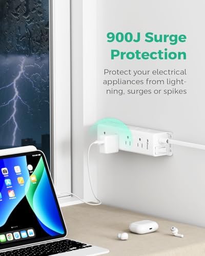 Surge Protector Power Strip, 12 Wide Spaced Multi Outlets, Wall Mount - Image 5