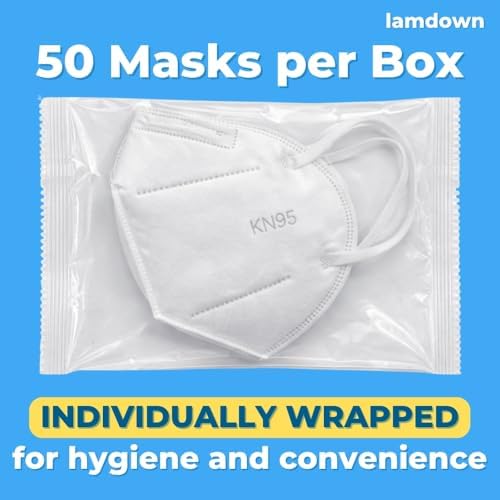 (50-Pack) KN95 Face Masks, Individually Wrapped, Premium Disposable Dust Mask, White - Image 3