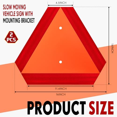 Yaocom 2 Sets Slow Moving Vehicle Triangle Sign with Bracket, Aluminum SMV - Image 2