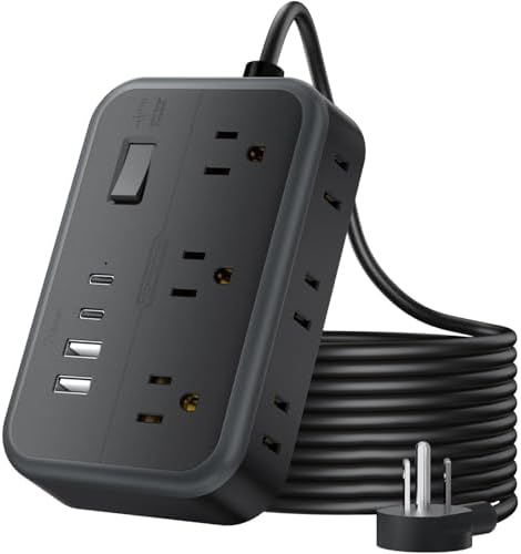 Extension Cord 25 Ft NTONPOWER Long Extension Cord with 6 Widely Spaced Outlet, Power Strip with 4 USB Port(2 USB-C), Wall Mount for Home Office, Dorm Room and Nightstand, Black by NTONPOWER