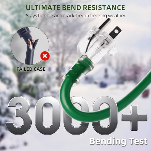 Christmas 50 FT Outdoor Extension Cord with Multiple Outlets, 6 Evenly Spaced Outlets with Indicator Lights, 16/3 SJTW Weatherproof Power Cord Outdoor for Christmas, Halloween, Holiday Decorations - Image 5