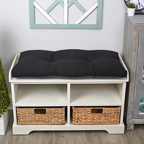 Klear Vu The Gripper Non-Slip Tufted Bench Cushion for Indoor Furniture, Assembled in USA, Entryway Storage, Bay Window, Corner Nook or Piano Seat, 30 Inches, Solid Black by KlearVUHomeTextiles