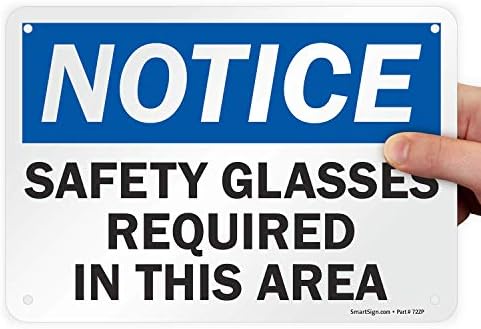 SmartSign - U9-1559-NP_7x10 "Notice - Safety Glasses Required In This Area" Sign | 7" x 10" Plastic Black/Blue on White by SmartSign