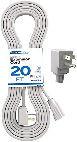 Appliance Extension Cord - 20ft Heavy Duty Gray Extension Wire, Appliance by DDON+USA