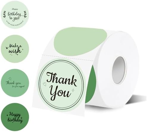 2 inch Round Thermal Label,Sage Green Thermal Sticker Labels for Business and Home,Direct Thermal Printer Label for DIY Logo Design,Thanks Card by Unknown