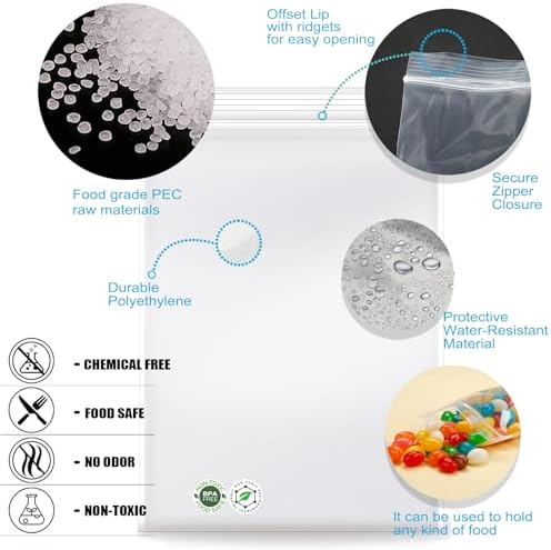 6''x 9'', (Pack of 200) 2 mil Thick Clear Plastic Reclosable Zip Poly Bags with Resealable Lock Seal Zipper for Photo, Jewelry, Bakery, Treats, Travel, Storage, Packaging & Shipping… - Image 5