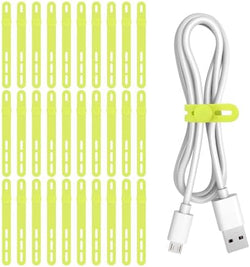 Donruby 30Pcs Silicone Cable Ties, Reusable Cord Organizer Straps, Green by Donruby