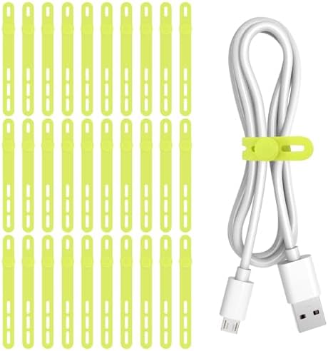 Donruby 30Pcs Silicone Cable Ties, Reusable Cord Organizer Straps, Green by Donruby