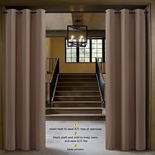 NICETOWN Sound Reducing Room Divider Curtain Screen Partition, Function Thermal Blackout Patio Door Curtain Panel, Sliding Door Insulated Curtain, Cappuccino, 5ft Wide x 12ft Long - Image 2