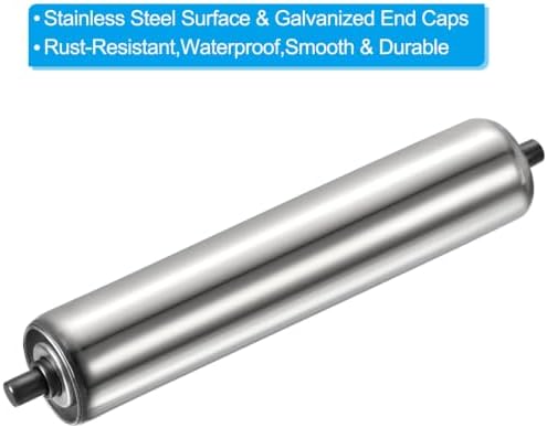 PATIKIL Conveyor Roller 3.5" Diameter 14" Length, 1 Pack Stainless Steel Transmission Replacement Part Galvanized End, Silver - Image 3