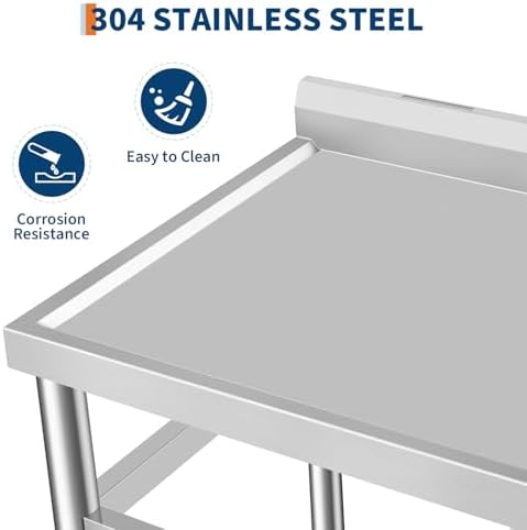 GarveeTech 39 in x20 in Freestanding Stainless Steel Utility Sink with Workbench, Hot & Cold Faucet, Undershelf, Knife Holder, S-Hooks – Commercial Prep Sink for Kitchen, Garage, Outdoor, Laundry - Image 3