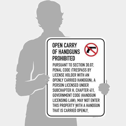 No Open Carry of Handgun Prohibited Texas §3007 Sign, - Image 4