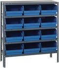 Quantum Storage Systems 1239-209BL Store More Steel Shelving Unit with 6" Shelf Bins, 12" D x 36" W x 39" H, Blue by QuantumStorageSystems